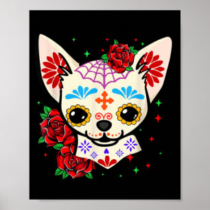 Chihuahua-Schädel Tag der Toten Zucker-Schädel-Hun Poster
