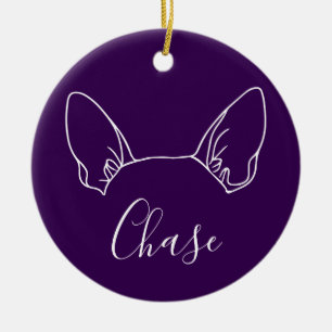 Chihuahua-Schmuck (Om-Logo) Keramik Ornament