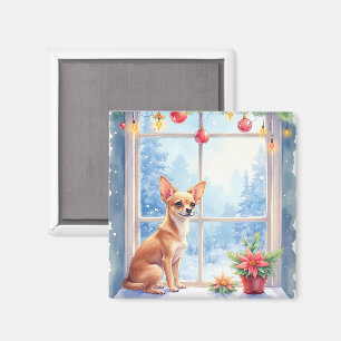 Chihuahua Schneefensterbank Feiertag Weihnachten K Magnet