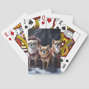 Chihuahua Schneeschlitten Weihnachtsdekoration Spielkarten
