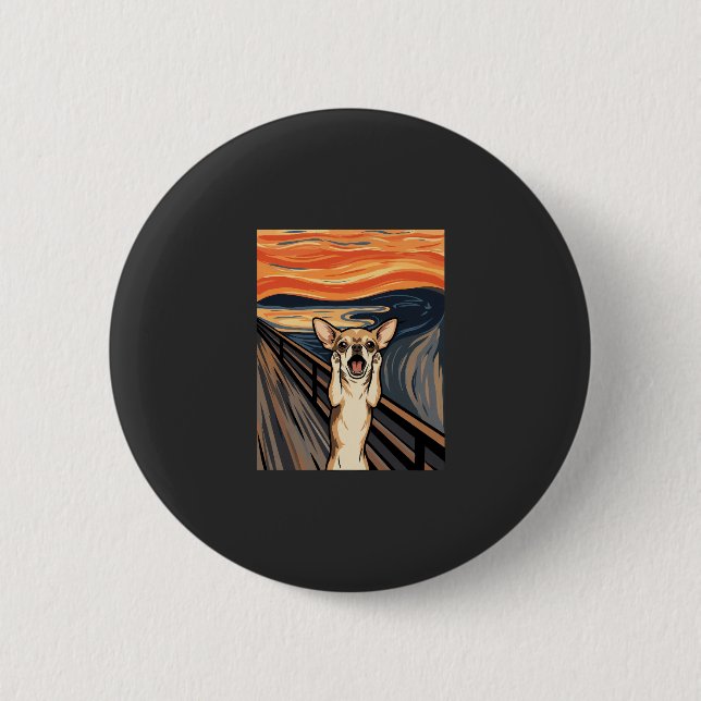 Chihuahua-Schrei-Expressionist-Hundekunst_1 Button (Vorderseite)