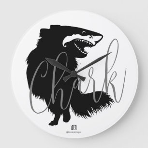 Chihuahua + Shark = Chark Große Wanduhr