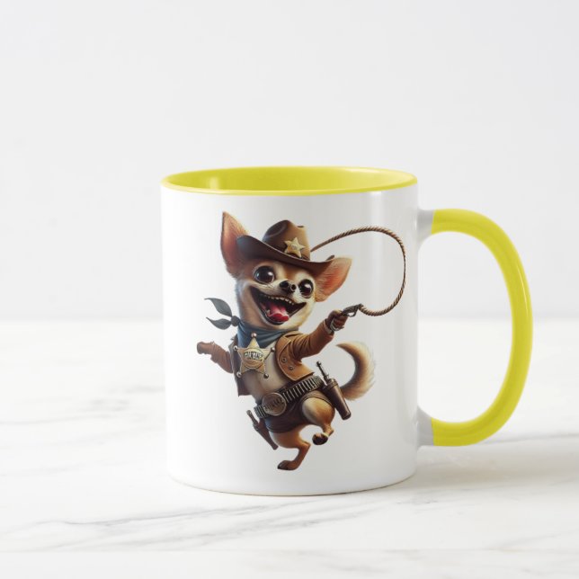 Chihuahua, Sheriff, der mit seinem Lasso verrückt  Tasse (Rechts)