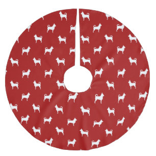 Chihuahua-Silhouetten-Muster Polyester Weihnachtsbaumdecke