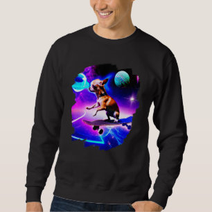 Chihuahua Skateboardfahren Weltraum Retro Vintage Sweatshirt