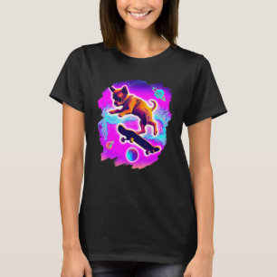 Chihuahua Skateboardfahren Weltraum Retro Vintage T-Shirt