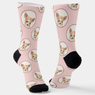 Chihuahua Smooth Coat Malerei Original Hunde Kunst Socken
