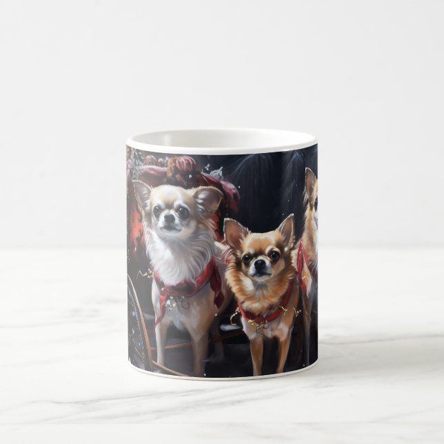 Chihuahua Snowy Sleigh Weihnachtsdekor Kaffeetasse (Mittel)