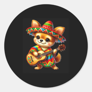 Chihuahua Sombrero Gitarre Cinco De Mayo Mexikanis Runder Aufkleber