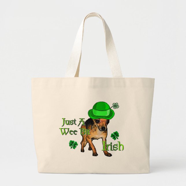 Chihuahua St Patrick's Day Jumbo Stoffbeutel (Vorne)