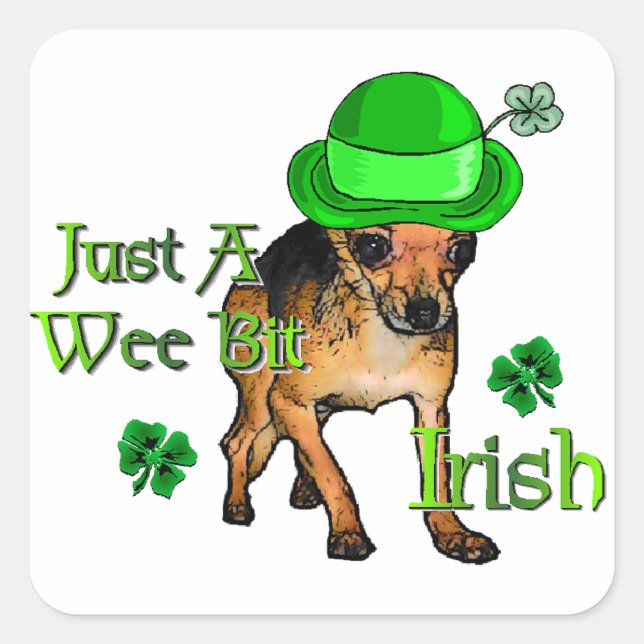 Chihuahua St Patrick's Day Quadratischer Aufkleber (Vorderseite)