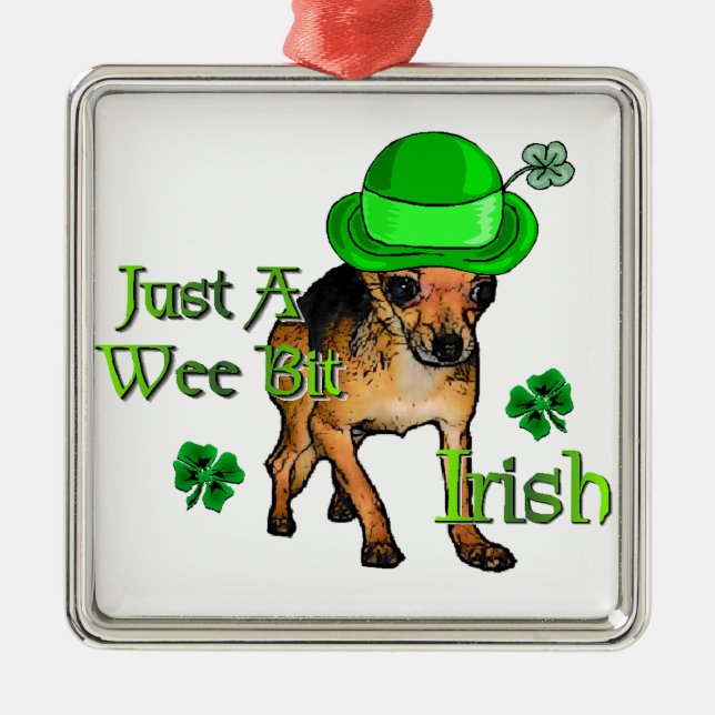 Chihuahua St Patrick's Day Silbernes Ornament (Vorne)