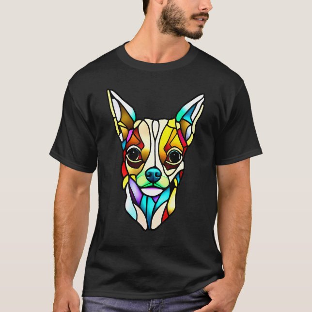 Chihuahua - Stained Glass Pop Art_3 T-Shirt (Vorderseite)