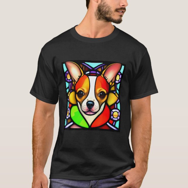 Chihuahua - Stained Glass Pop Art_4 T-Shirt (Vorderseite)