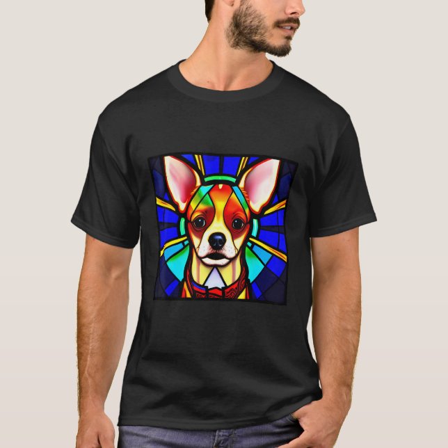 Chihuahua - Stained Glass Pop Art_8 T-Shirt (Vorderseite)