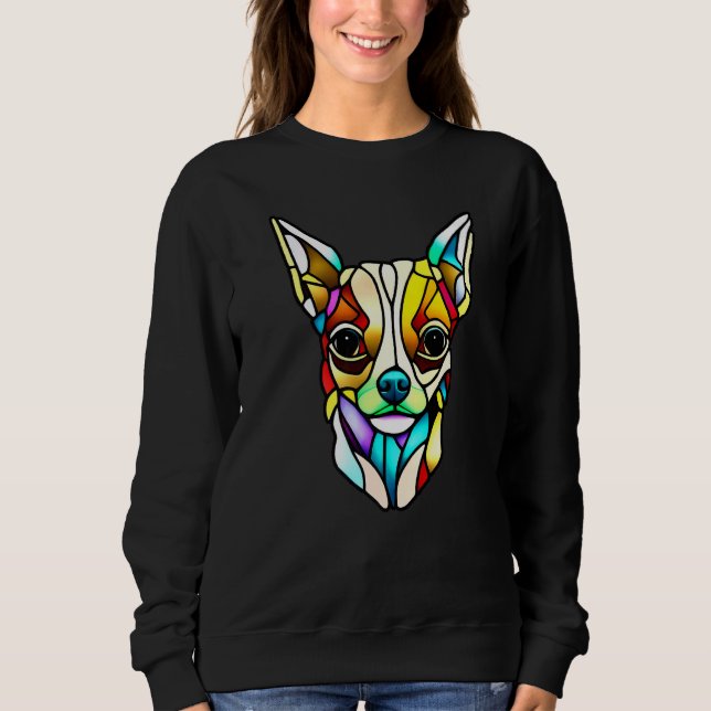 Chihuahua - Stained Glass Pop Art Premium_1 Sweatshirt (Vorderseite)