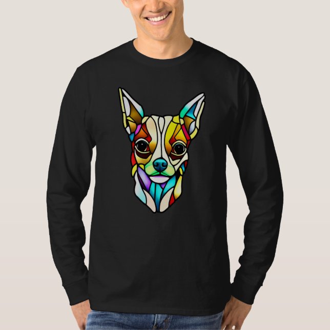 Chihuahua - Stained Glass Pop Art Premium_1 T-Shirt (Vorderseite)