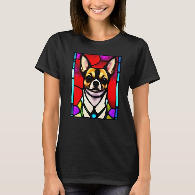 Chihuahua - Stained Glass Pop Art Premium_2 T-Shirt (Vorderseite)