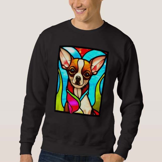 Chihuahua - Stained Glass Pop Art Premium_3 Sweatshirt (Vorderseite)