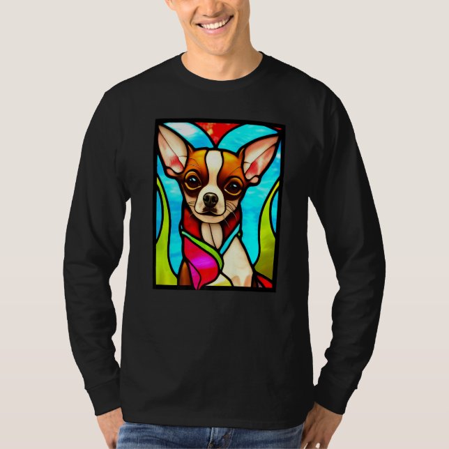 Chihuahua - Stained Glass Pop Art Premium_3 T-Shirt (Vorderseite)