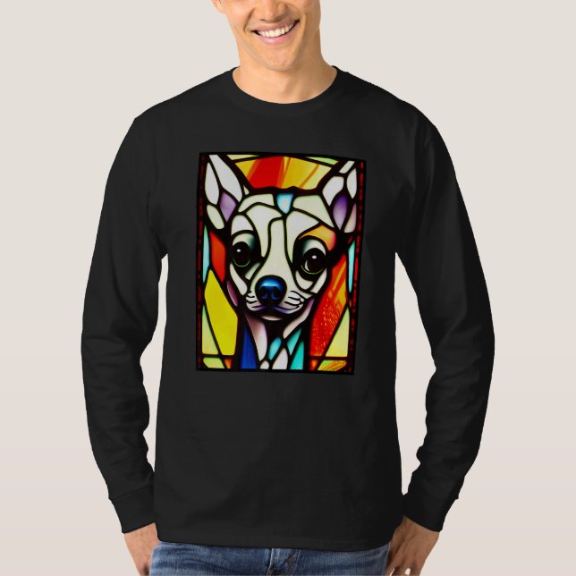 Chihuahua - Stained Glass Pop Art Premium_4 T-Shirt (Vorderseite)