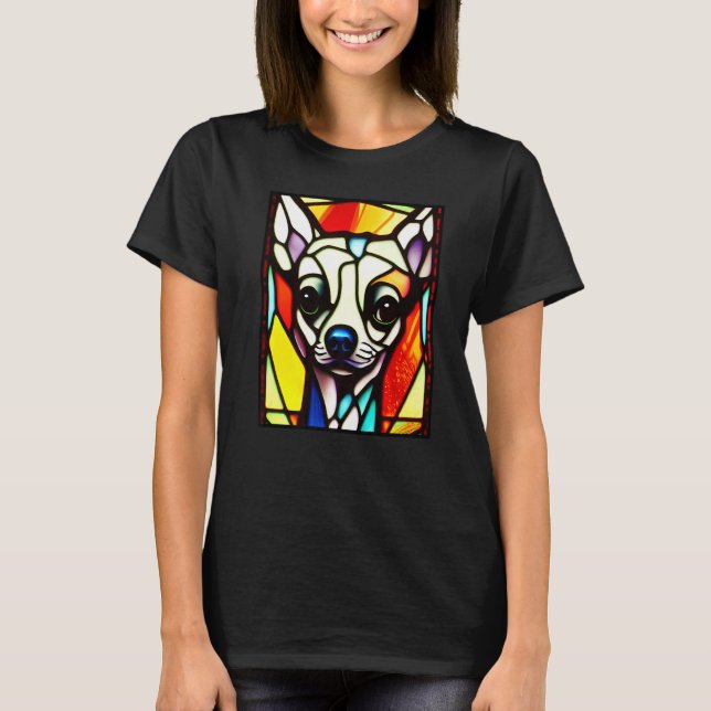 Chihuahua - Stained Glass Pop Art Premium_4 T-Shirt (Vorderseite)