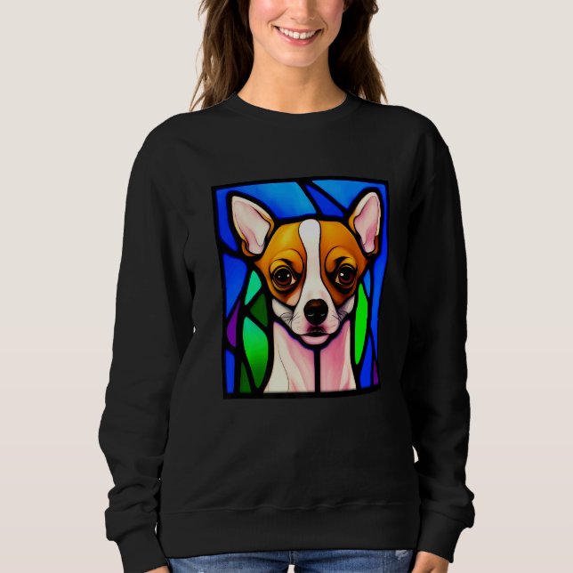 Chihuahua - Stained Glass Pop Art Premium_5 Sweatshirt (Vorderseite)