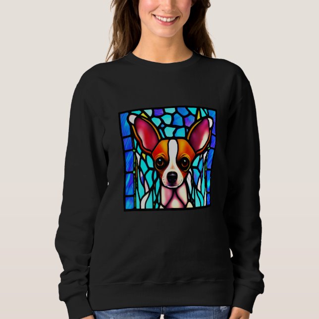 Chihuahua - Stained Glass Pop Art Premium_8 Sweatshirt (Vorderseite)