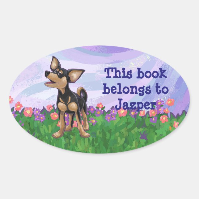 Chihuahua Stationery Ovaler Aufkleber (Vorderseite)