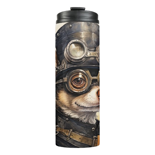 Chihuahua-Steampunk-Hund Thermosbecher (Vorderseite)