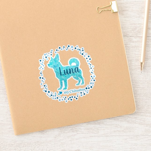 Chihuahua Sticker - Personalisiertes Pastel-blaues (Notizbuch)