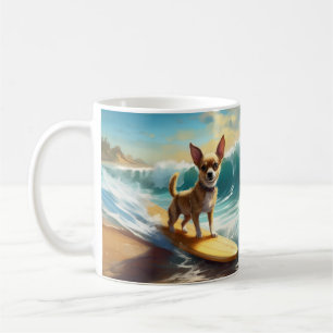 Chihuahua-Strand-Surfing-Gemälde Kaffeetasse
