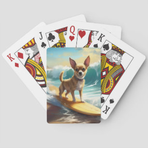 Chihuahua-Strand-Surfing-Gemälde Spielkarten