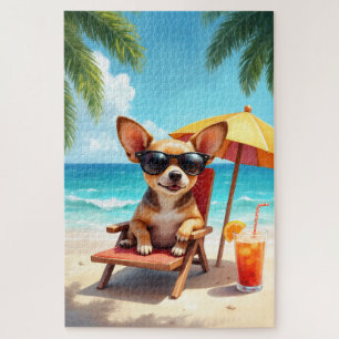Chihuahua-Strandlounge-Szene Puzzle
