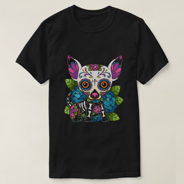 Chihuahua Sugar Skull Mexico Dog Calavera Dia De L T-Shirt (Design vorne)
