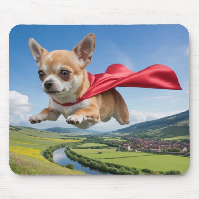 Chihuahua-Superhelden-Mauspad Mousepad (Vorne)