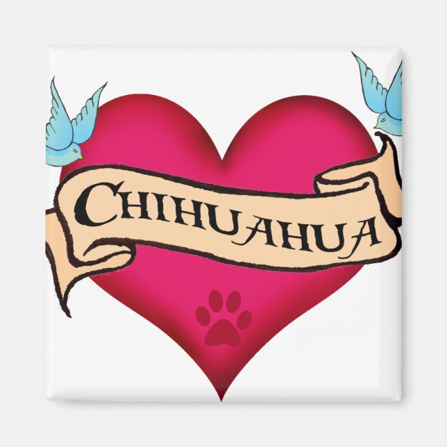 Chihuahua Tattoo Heart Magnet (Vorne)
