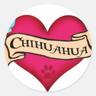 Chihuahua Tattoo Heart Runder Aufkleber