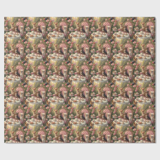 Chihuahua-Teeparty-Geschenkpapier Geschenkpapier (Flach)
