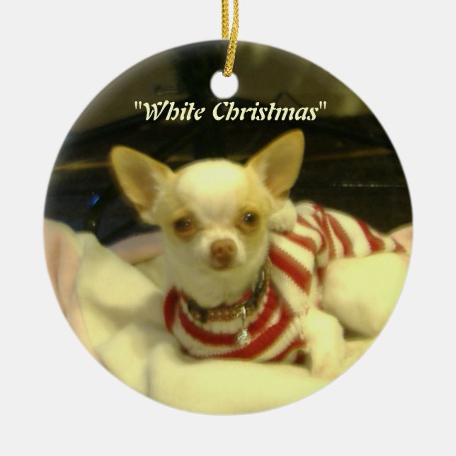 Chihuahua Tree Ornament "White Christmas" (Vorne)