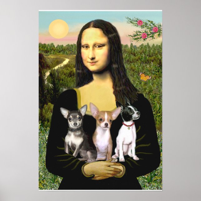 Chihuahua Trio - Mona Lisa Poster (Vorne)