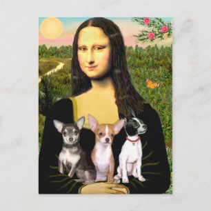 Chihuahua Trio - Mona Lisa Postkarte