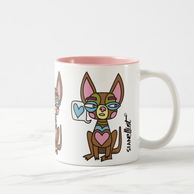 Chihuahua-Trio-Tasse Zweifarbige Tasse (Rechts)