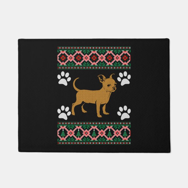 Chihuahua Ugly Christmas Sweater Xmas Fußmatte (Vorderseite)