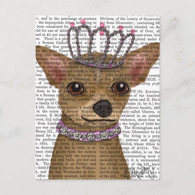Chihuahua und Tiara Postkarte (Vorderseite)