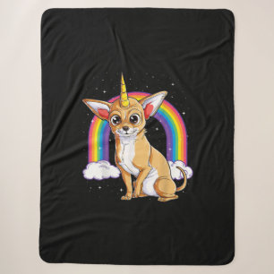 Chihuahua unicorn Mädchen Weltraum Galaxie Regenbo Sherpadecke