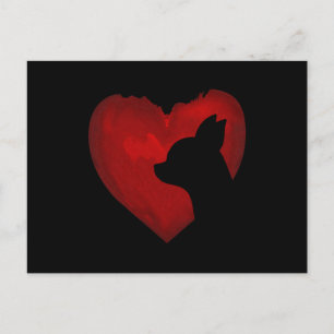 Chihuahua Valentine With Red Heart Painting Ohrts Postkarte