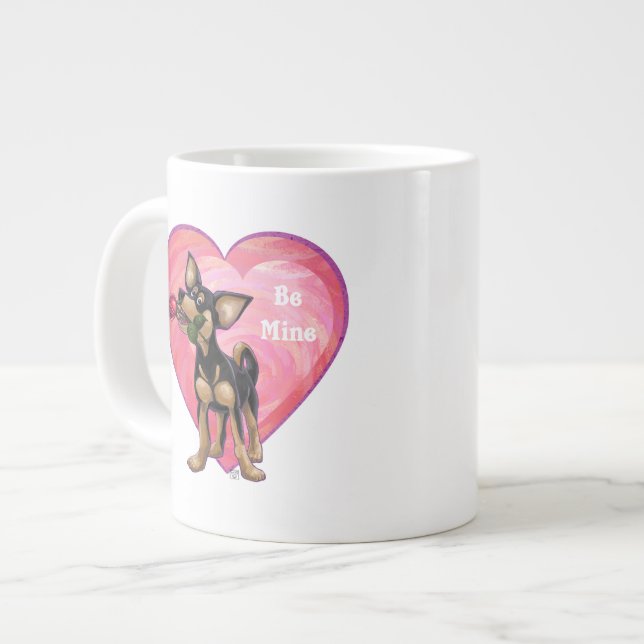 Chihuahua-Valentinstag Jumbo-Tasse (Vorderseite Links)