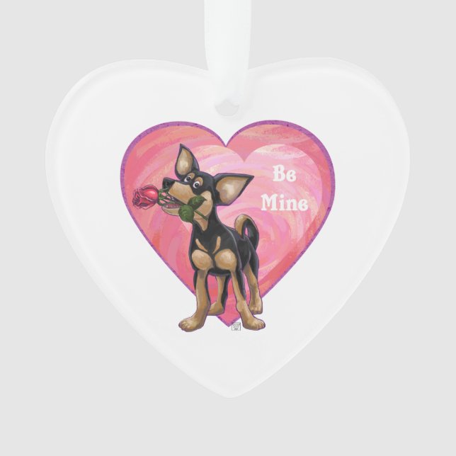 Chihuahua-Valentinstag Ornament (Vorderseite)