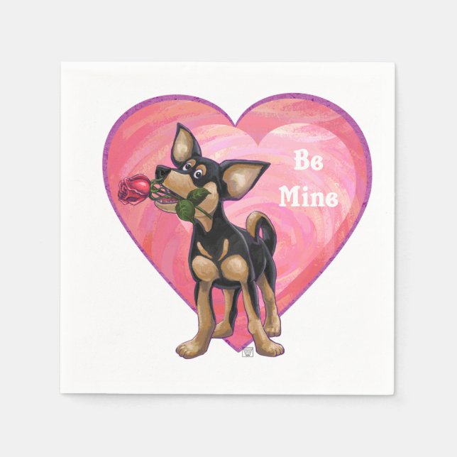 Chihuahua-Valentinstag Serviette (Vorderseite)